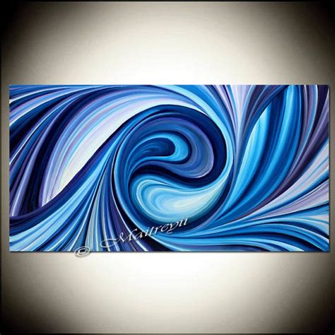 Blue Oil Painting Abstract Art On Canvas 36 X 36 Swirl
