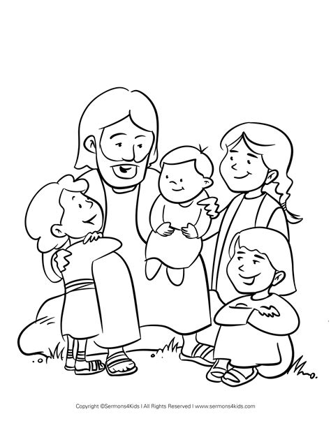 Jesus And The Children 1 Coloring Page Sermons4kids