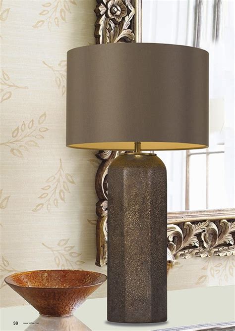 Logan Table Lamp In Gold Flakes With Brown Shade Lighting Empire