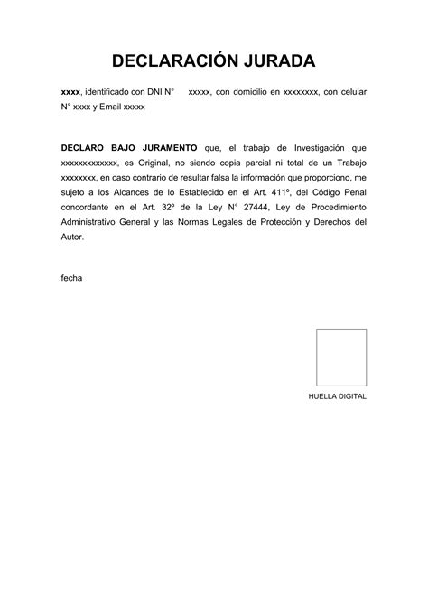 Ejemplo De Declaracion Jurada De Ingresos