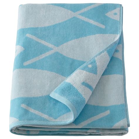 Bedyra Beach Towel Fish Blue 40x71 Ikea