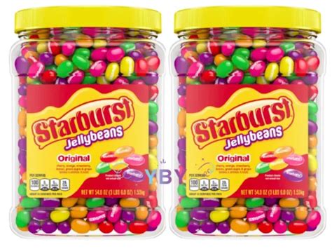2 Packs Starburst Jelly Beans Original Chewy Candy Bulk Jar 54 Oz Each