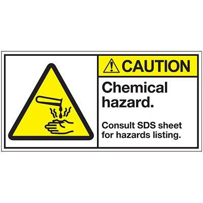 Ansi Z Safety Labels Caution Chemical Hazard Consult Sds Sheet