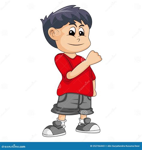 Funny Boy And Full Of Confidence Cartoon Vector Illustration Stock