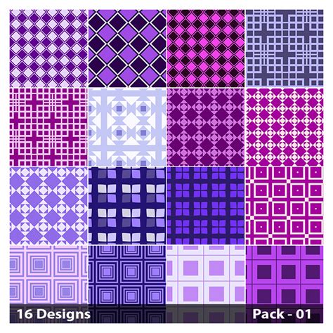 16 Purple Square Pattern Vector Pack 01