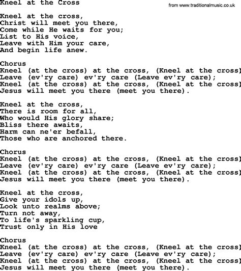 Baptist Hymnal Christian Song Kneel At The Cross Lyrics With Pdf For