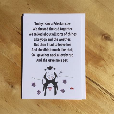 Funny Cow Poem Funny Cow Card Leaving Poem Farm Card Etsy