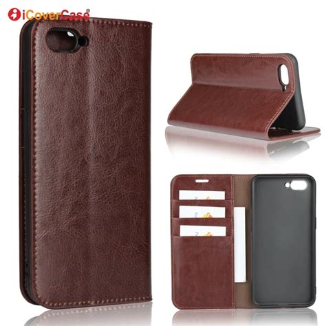 luxury real genuine leather wallet case for oppo a5 flip cover card slot stand protect case for