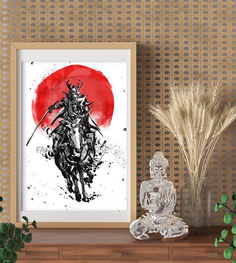 Inked Japanese Warrior Samurai Wall Art Printable Instant Download