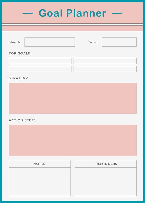 Free Goal Planner Template In Adobe Photoshop Illustrator Indesign