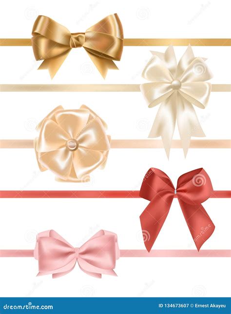 Collection Of Satin Ribbons Decorated With Bows Bundle Of Elegant