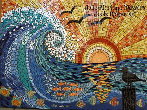 Sunset Wave In Competition Mosaic Wall Art Glass Mosaic Art Mosaic