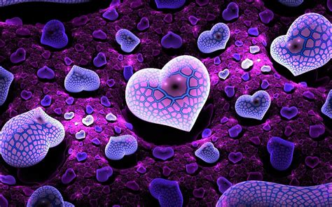 Purple Heart Love Abstract Graphic Wallpaper For Desktop Pc Tablet