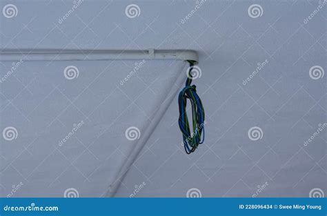 Newly Hanging Electric Wire On Ceiling Wall Stock Photo Image Of