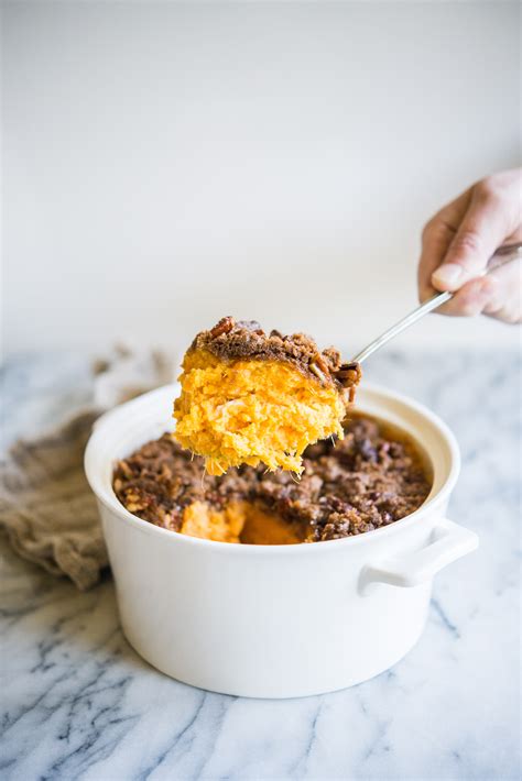 Sweet Potato Casserole With Pecans Gluten Free Option Fed And Fit