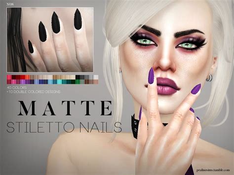 Matte Stiletto Nails N08 By Pralinesims At Tsr Sims 4 Updates