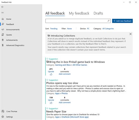 что такое Feedback Hub в Windows 10