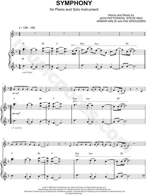 Clean Bandit Feat Zara Larsson Symphony Piano Accompaniment Sheet