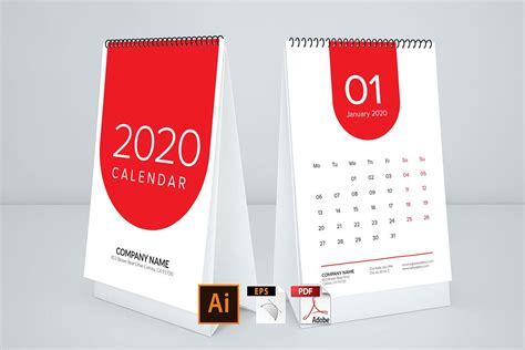 Calendar 2020 Desk Calendar Creative Illustrator Templates