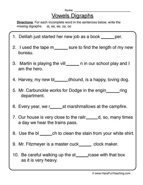 Digraphs Worksheets For Grade 2