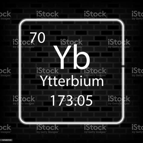 Simbol Neon Ytterbium Unsur Kimia Dari Tabel Periodik Ilustrasi Vektor