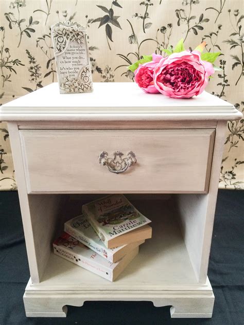 Shabby Chic Bedside Table In Annie Sloan Old White And Paris Grey Chalk