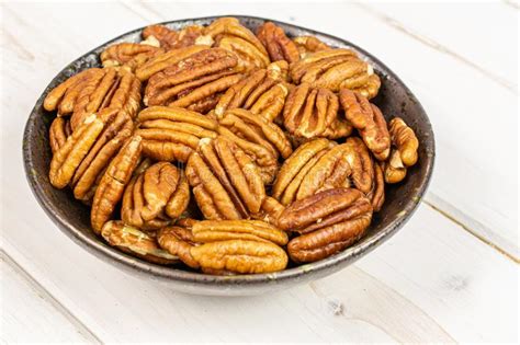 Dry Brown Pecan Nut On Grey Wood Stock Image Image Of Drupe Diet