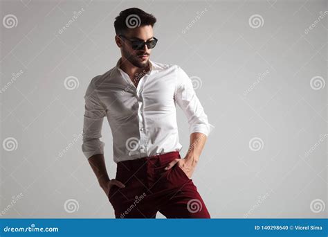 Attractive Man Poses With Hands In His Pockets Stock Photo Image Of