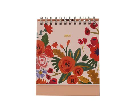 2021 Desk Calendar Floral Mini Standing Desktop Calendar 2021 Etsy
