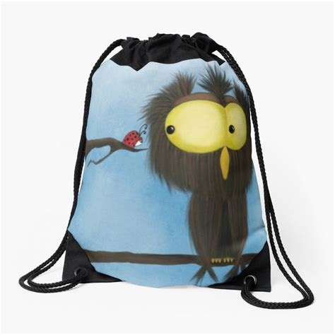 Oliver The Owl And His Visitor Drawstring Bag By