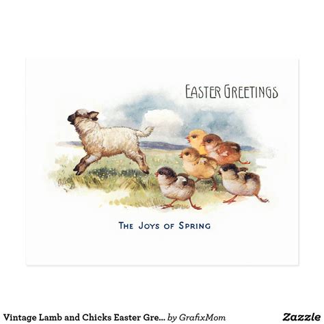 Vintage Lamb And Chicks Easter Greeting Postcard In 2020