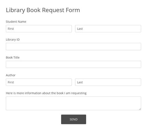 Free Library Book Request Form Template 123formbuilder