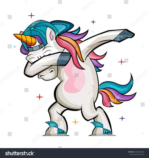 Unicorn Dabbing Vector Cartoon White Background Stock Vector Royalty