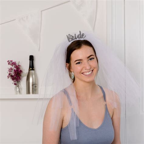 Bride With Veil Headband Bride To Be Hen Party Accessory Etsy Uk