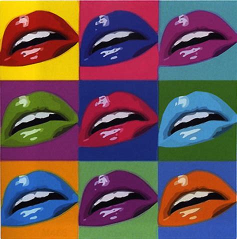 Quadro Lips Pop Art 2 Di Warhol Falso Dautore 50x50cm Novecento