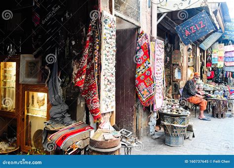 Street Vendor Selling Crafts At Souk Marrakech Editorial Photo Cartoondealer Com