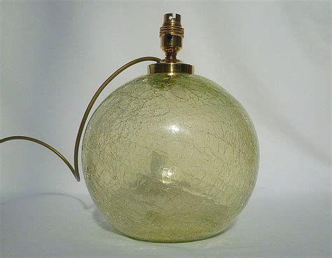 Art Deco Uranium Crackle Glass Globe Lamp Base Xl Etsy Crackle