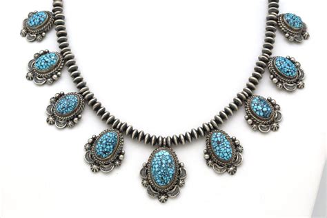 Navajo Kingman Turquoise Necklace Earring Set Native American Jewelry
