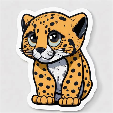 Premium Ai Image Cute Cheetah Sticker 4