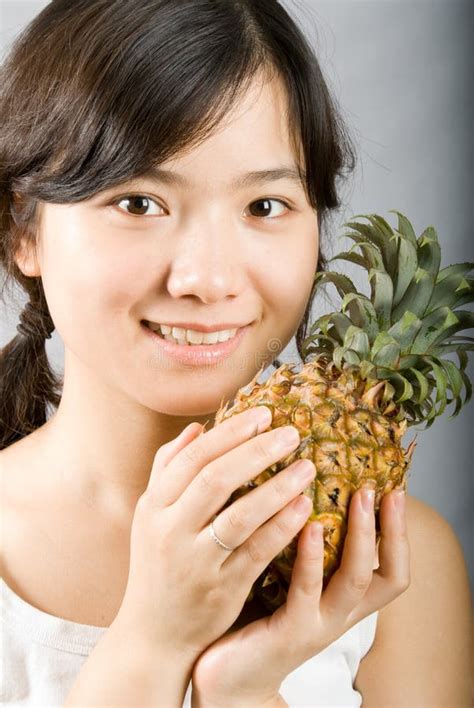 Pineapple Girl Stock Image Image Of Fruit Portrait Ripe 5893289