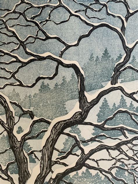Woodblock Print Tree No 41 Limited Edition Hand Pulled Moku Etsy In