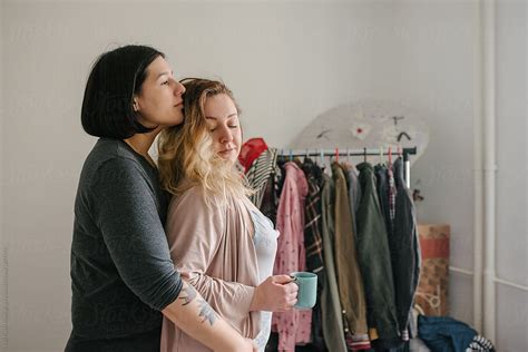 Lesbian Couple Enjoying Morning At Home By Stocksy Contributor