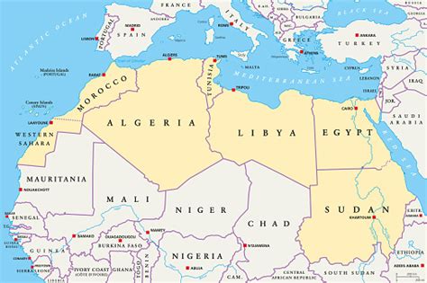 Nordafrika Politische Karte Stock Vektor Art Und Mehr Bilder Von Afrika
