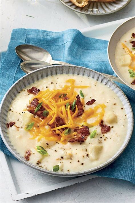 Creamy Cheddar Potato Soup With Bacon Warm Up With This Rich And