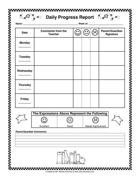 Preschool Progress Report Template Professional Template Ideas