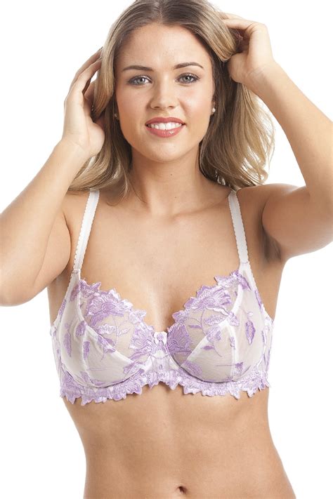 Lilac Embroidered White Full Cup Non Padded Bra