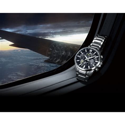 casio edifice watch dual dial world time world map dial mens wrist watch brand luxury quartz