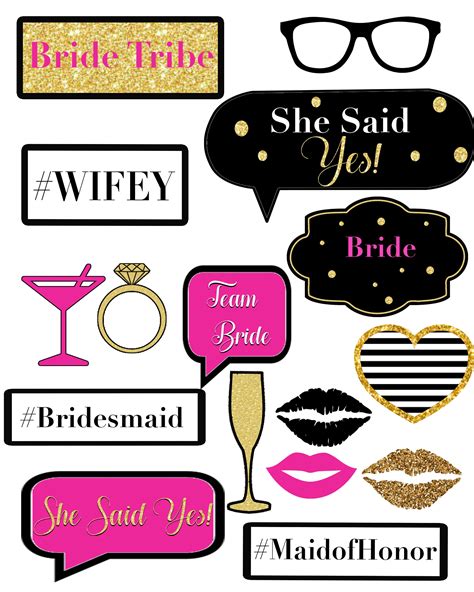 printable bridal shower photo booth props bridal shower pink and gold photo booth props g