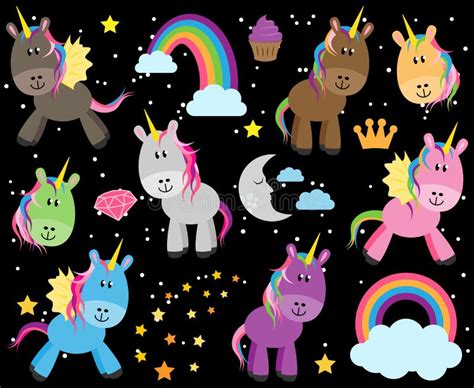 Cute Vector Collection Of Unicorns Or Horses Stock Vector