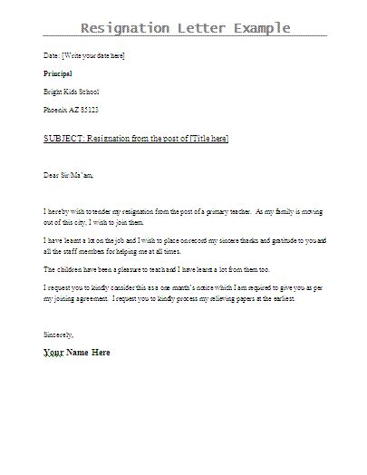 Resignation Letter And Template In Word And Pdf Formats Zohal